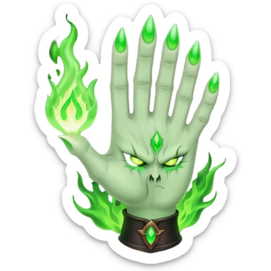 world of warcraft warlock hand with green fire sticker
