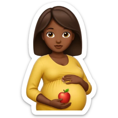 pregnant woman, dark skin tone, apple emoji style sticker