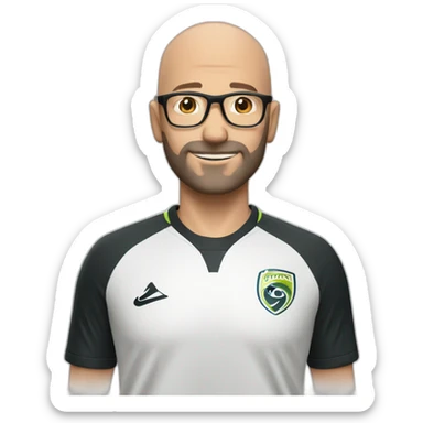 Soccer 43 year slim male bald short beard glasses sticker