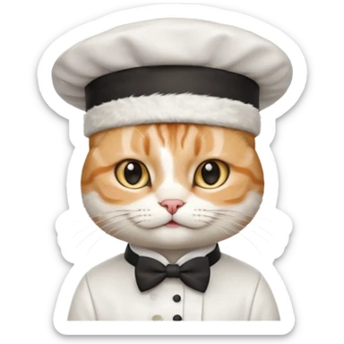 chef cat, bow tie and hat sticker