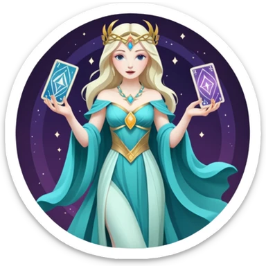 fantasy magic goddess tarot card low poly sticker