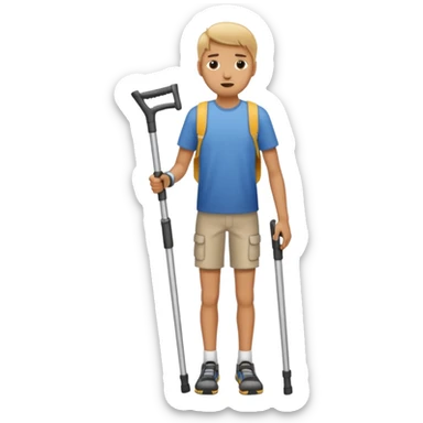 Create a person with crutches and has a broken leg sticker