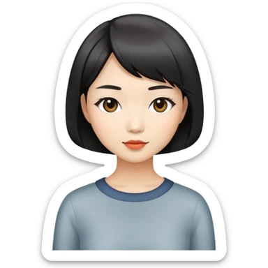 Asian woman model with stylish short bob haircut sticker