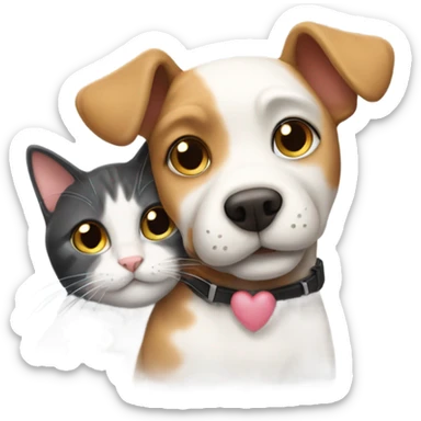 Dog and cat cuddling sticker