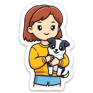 Funny girl having a dog baby sticker