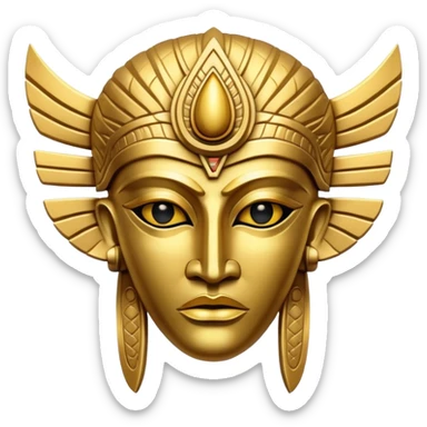 golden Anunnaki mask, neutral expression sticker