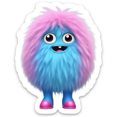 blue fluffy little monster with a pink skirt on and little pink heels sticker