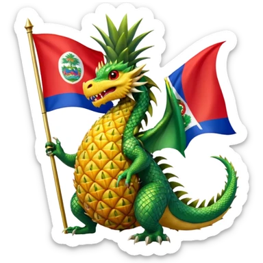Dragon with the flag of costa rica and a pineapple sticker