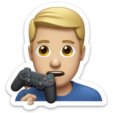 White man crying with tears holding a PlayStation controller sticker