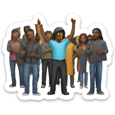 people protest holding a poster in their hand sticker