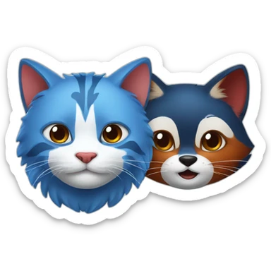 blue cat and red panda sticker