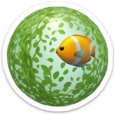 3d sphere with a cartoon hypnotic vine Tropical Fish skin texture sticker