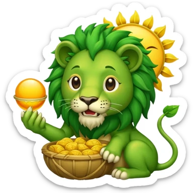 Alchemist style green lion eating sun sticker