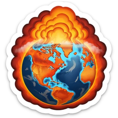 Earth on fire, unveiled by dark smoke cloud.  sticker