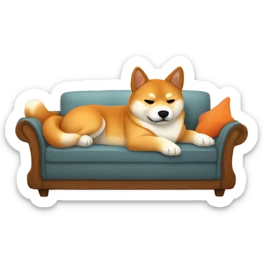 shiba inu lounging on couch sticker
