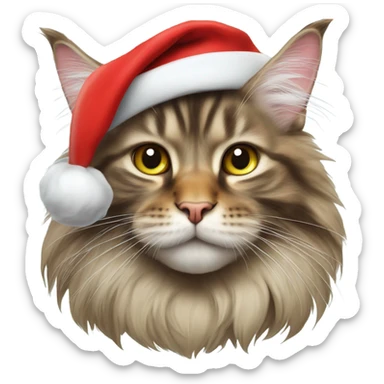maine coon cat in santa hat  sticker