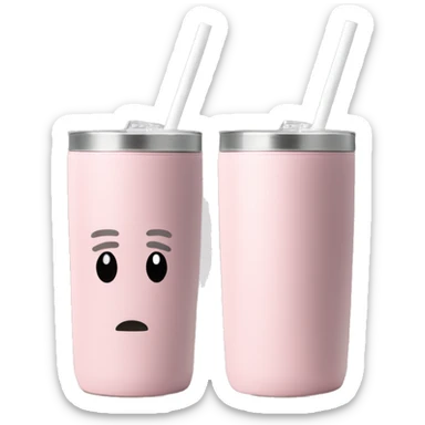 Light pink 40oz Stanley tumbler with a handle and a straight white straw sticker
