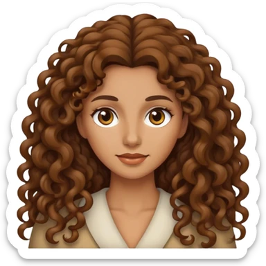 Femme avec des cheveux bouclés brun très long  sticker