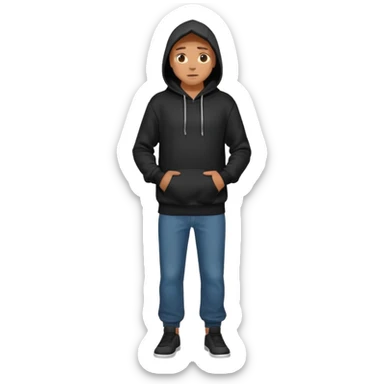 fullbody Mysterious man in black hoodie, hands in pockets sticker