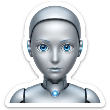 Robots Humanoid – Silver android with glowing eyes, human shape sticker
