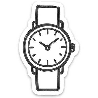 watch, hand drawn outlined icon style, sketchy lines, no fill sticker