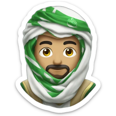 SAUDI AL-AHLI FOOTBALL CLUB FAN WEARING SCARF sticker