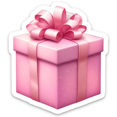 Pastel Pink Gift Box "A pastel pink gift box with a glowing ribbon, glittery wrapping paper, and magical sparkles floating in the air around it." sticker