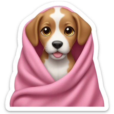 Puppy in pink blanket  sticker