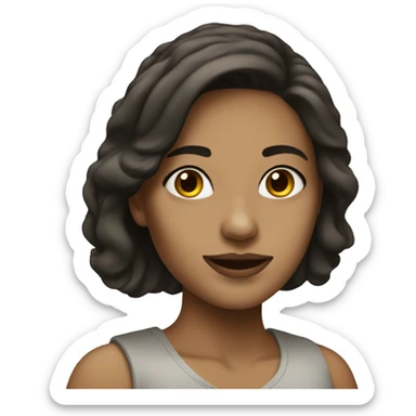 Woman with dark brown hair painting sticker