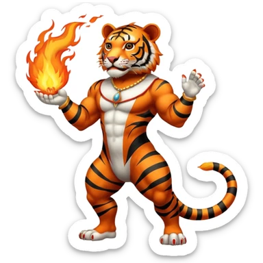 tiger  vintage-circus-performer-spitting-fire full body sticker