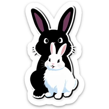 Black rabbit with white rabbit  sticker