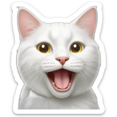 White cat with tongue silly sticker