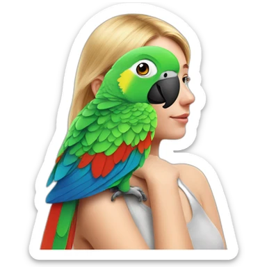 parrot on the girl's shoulder sticker