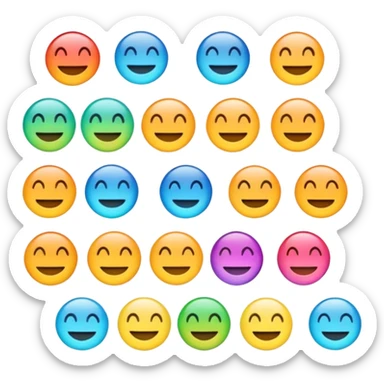Emoji word “Metafora”, each letter as a metaphor, glossy emoji style, bright gradient, rounded vector, transparent background, PNG sticker