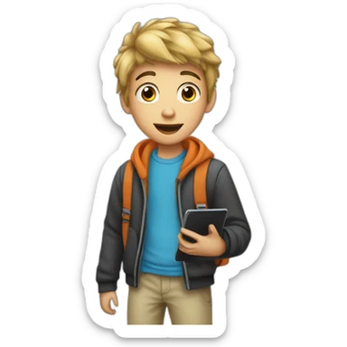 Teenager boy with i pad sticker