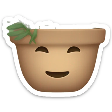 there is a pot in pastel brown flowers and a fern in it sticker