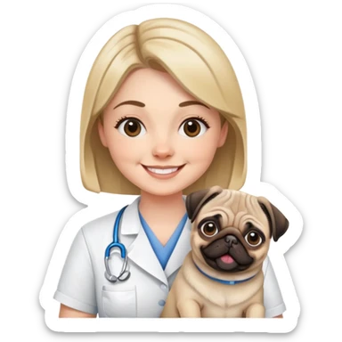 veterinary nurse with pug sticker