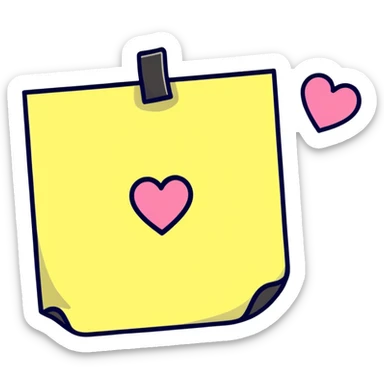 heart-shaped sticky note sticker