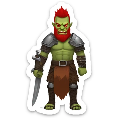 armored orc berserker with red beard & mohican sticker