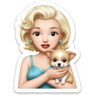 Marilyn Monroe, with cute dog sticker