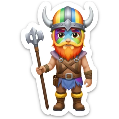 rainbow skin face road builder full body as a viking sticker