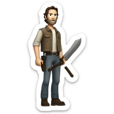 Rick grimes with a machette sticker