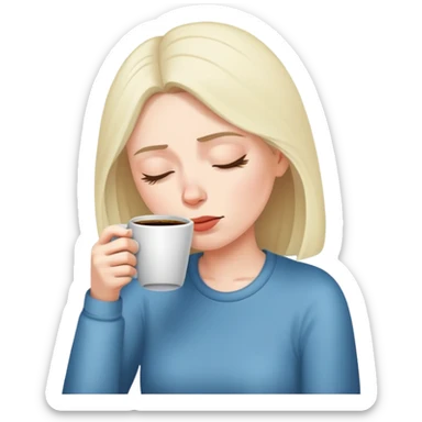 A sleep-deprived mother tries to drink coffee sticker
