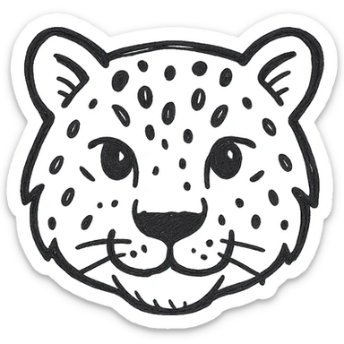 snow leopard emoji, stylized with bold outlines, dynamic pose sticker