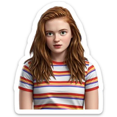 portrait of a girl with stripes sticker