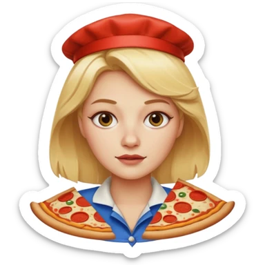 Blonde pizza queen with sharp features  sticker