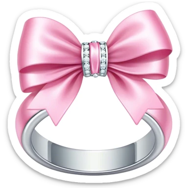 Bow ribbon pink diamond ring sticker