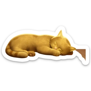 iPad icon bronze metallic with cute gold fluffy kitty sleeping above regular wood floor with white walls sticker