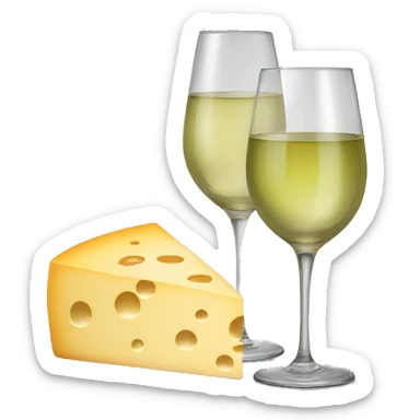 White wine, cheese, grapes sticker