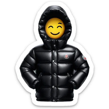 Moncler puffer jacket black shiny with logo sticker